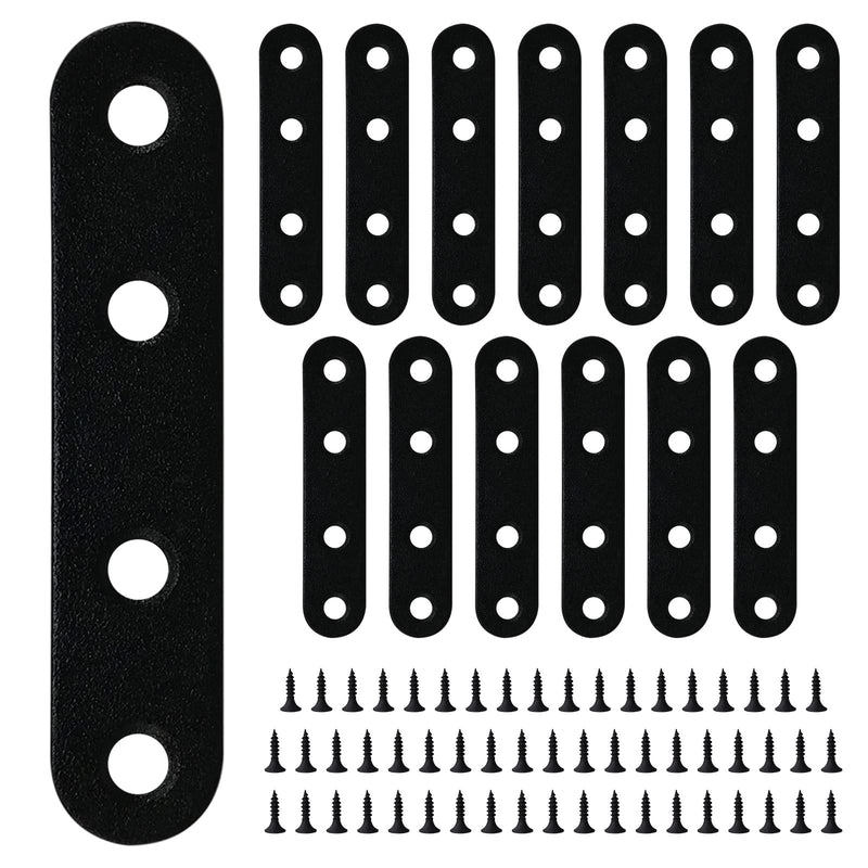 [Australia - AusPower] - 14PCS Black Straight Flat Brace,Stainless Steel Sturdy Braces,Flat Metal Brace for Wood Furniture Chair Drawer Cabinet with 56PCS Screws (2.99 x 0.63 inch) Straight Brace_76 x 16 mm/2.99 x 0.63 inch 