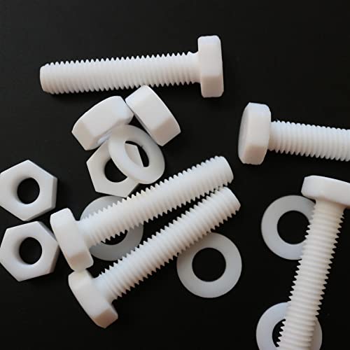 Caterpillar Red PTFE hex head M8 x 40mm plastic bolt with nut and washer set