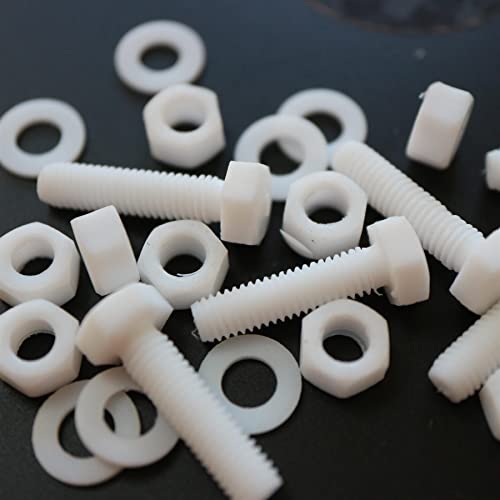 10x Caterpillar Red natural PTFE M5 x 20mm hex head plastic bolts with nuts and washers