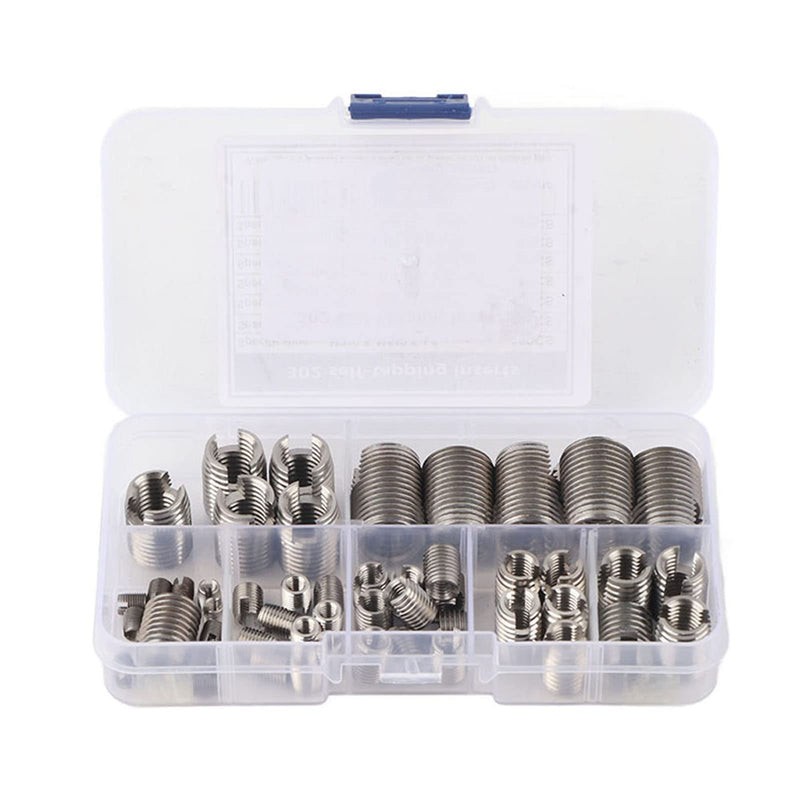 [Australia - AusPower] - AUNMAS 50Pcs Threaded Inserts, M3 M4 M5 M6 M8 M10 Stainless Steel Self Tapping Thread Insert Screws with Storage Case Thread Reinforce Repair Tool 