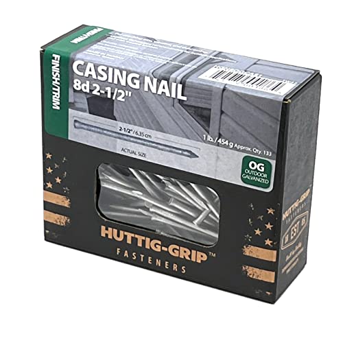 OHIY Huttig-Grip 8d 2-1/2-inch heavy-duty galvanized casing finish nails, 1 lb pack of 133 velebiary