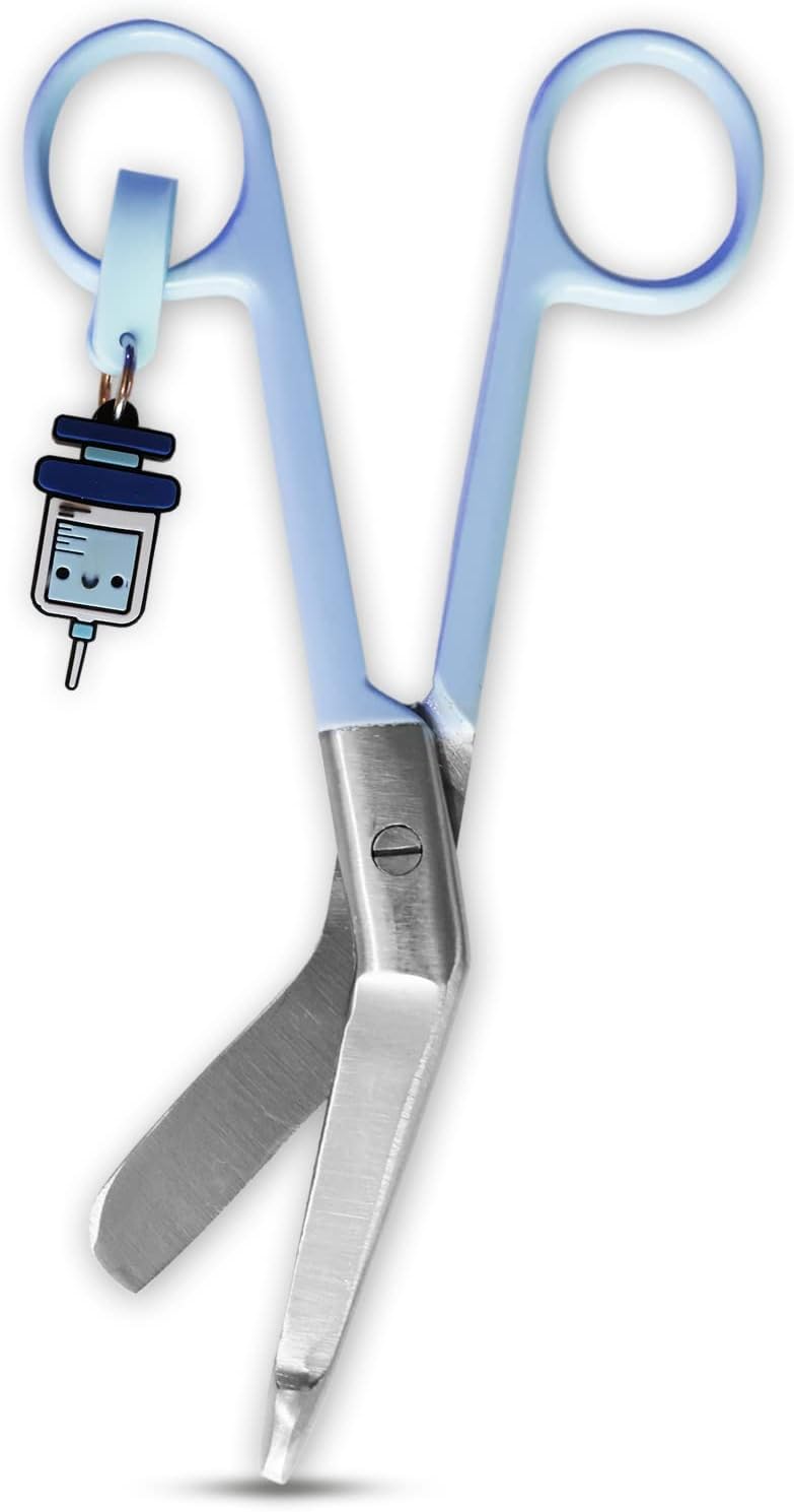 Medical Scissors - Bandage Scissors for Nurses - Funny Key Ring (Blue) Blue