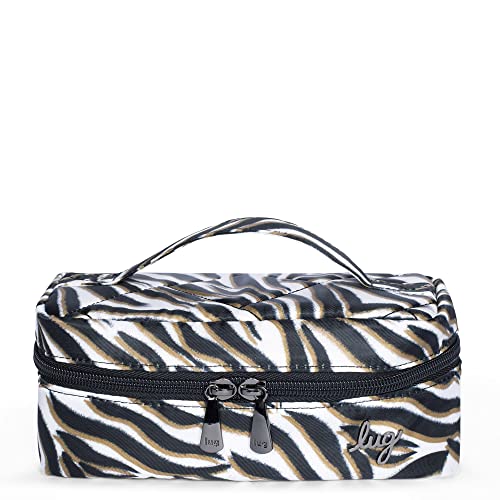 Lug Swizzle jewelry case in zebra sand pattern, compact jewelry box with compartments for organizing necklaces, rings, and earrings.