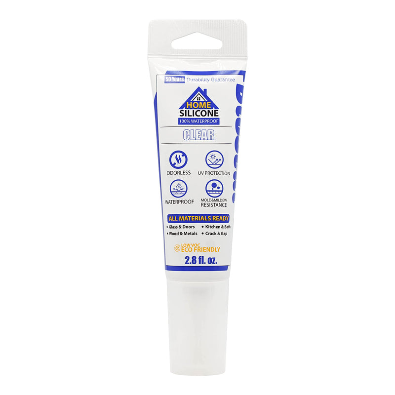 [Australia - AusPower] - Clear Home BioSeal 100% Silicone Sealant Caulk Home, Waterproof and No Odor 2.8oz Tube- Clear 