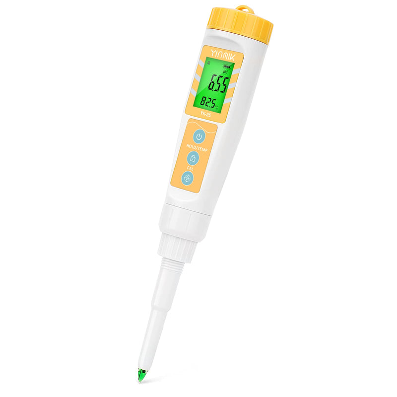 YINMIK Digital pH Meter for Food, pH Probe for Sourdough and Bread Dough, Checking The pH of Fermenting Sausages and Salami, Waterproof pH Tester for Solid and Liquid Soft Soil Sample… Yellow Food pH Meter