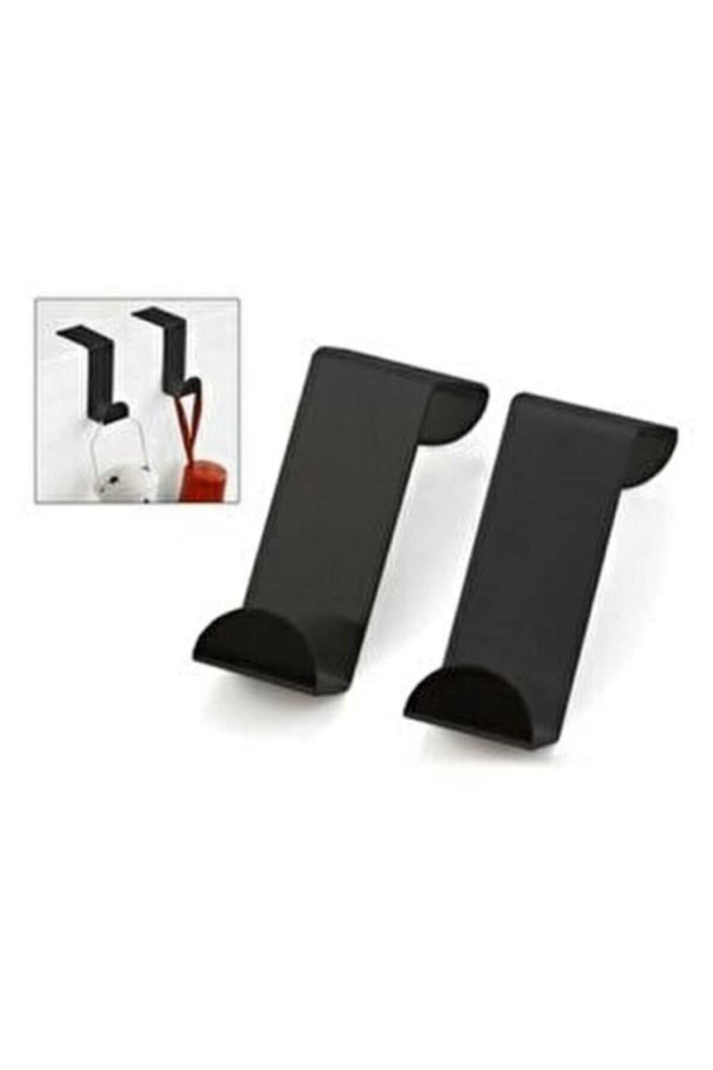 [Australia - AusPower] - Medi troia Pack of 4 Stainless Steel Reversible Over Door Cabinet Drawer Hooks Office Kitchen Towel Coat Hooks Rack (black) Black 