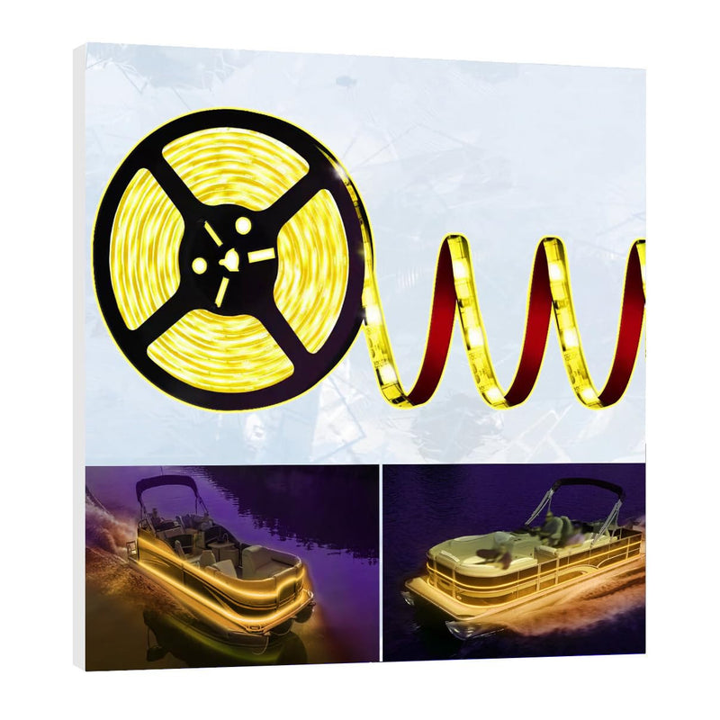 HOKIION Pontoon Led Boat Lights, 12V 20FT Marine Led Strip Lights, Waterproof Boat Interior Light, Boat Deck Light, Night Fishing Lighting with and Extension Cable for Boats (Amber) Amber (20FT)