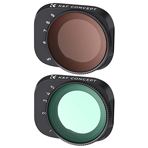 K&F Concept Mini 3/ Mini 3 Pro Variable ND Lens Filters Kit ND2-32+ND32-512(2 Pcs), Variable ND Filters 1-5 Stops + 5-9 Stops Compatible with DJI Mini 3/ Mini 3 Pro ND2-32 & ND32-512