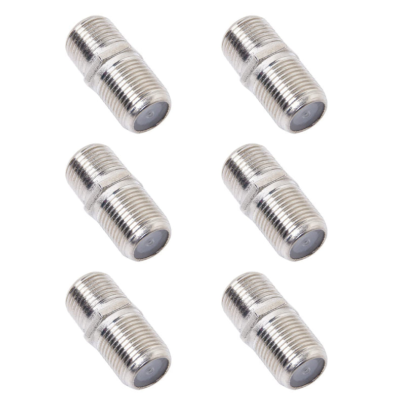 [Australia - AusPower] - 6 Pack Coaxial Cable Connector, RG6 Coax Cable Extender F-Type Silver Plated Adapter Female to Female for TV Cables, Satellite Receiver, VCR and Cable Modem 6 