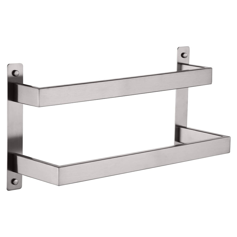 KOKOSIRI Hand Towel Bars 16 Inches Bathroom 2-Tiers Ladder Towel Rails Towel Holders Wall Mounted Towels Shelves Rack Brushed Stainless Steel, B5008BR-L16 Brushed Nickel 16-Inch