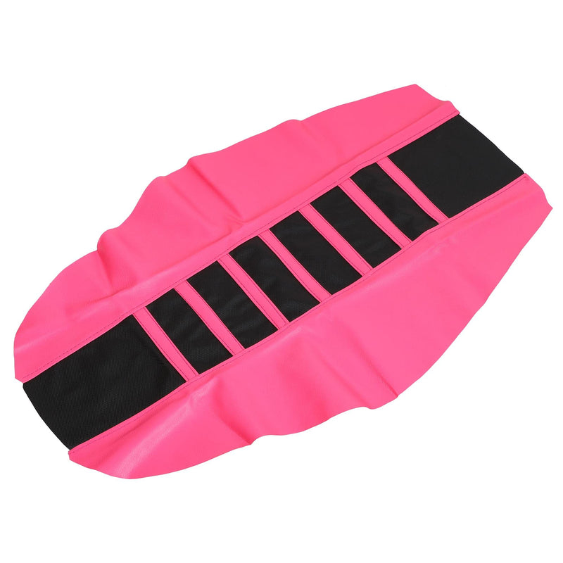 X AUTOHAUX Universal Motorcycle Pit Dirt Bike Faux Leather Soft Seat Cover Anti Slip Seat Cushion Pink Black 1Pcs