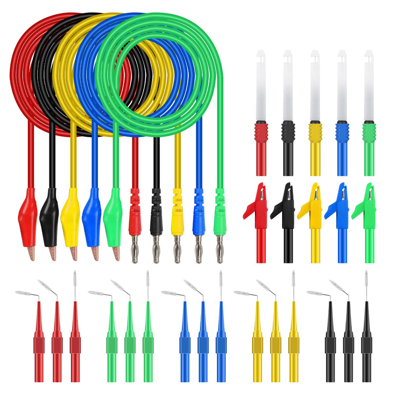 [Australia - AusPower] - 30PCS Back Probe Kit, 4mm Banana Plug to Copper Alligator Clips Test Wires, Wire Piercing Probes Automotive Test Leads Set for Car Repairing Diagnostic Circuit Testing with 30V Back Probe Pins 