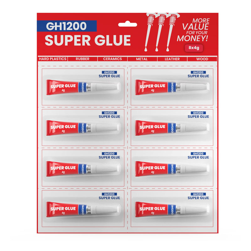 [Australia - AusPower] - 4 Gram x 8 Strong Super Glue All Purpose with Anticlog Cap. Super Fast & Strong Adhesive superglue, Cyanoacrylate Glue for Hard Plastics, DIY Crafts and Many More 