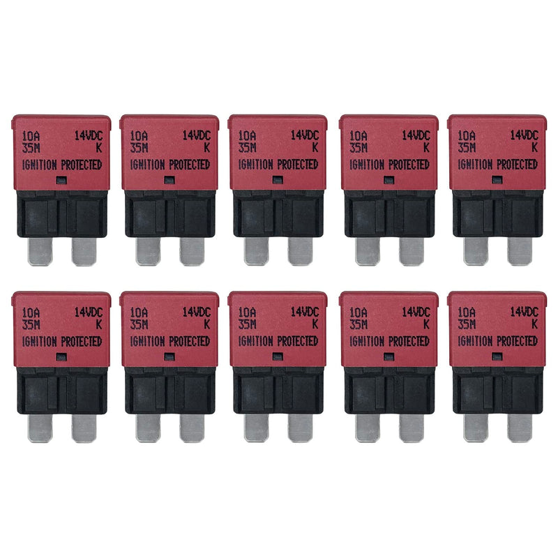 Auto Reset ATC/ATO 10 Amp Circuit Breaker Fuse for Automotive Marine RV Car Truck Audio Battery Protection Automatic Reset | Low Profile (10A, 10 Pack) ATC/ATO Auto 10A ATC-AR-x