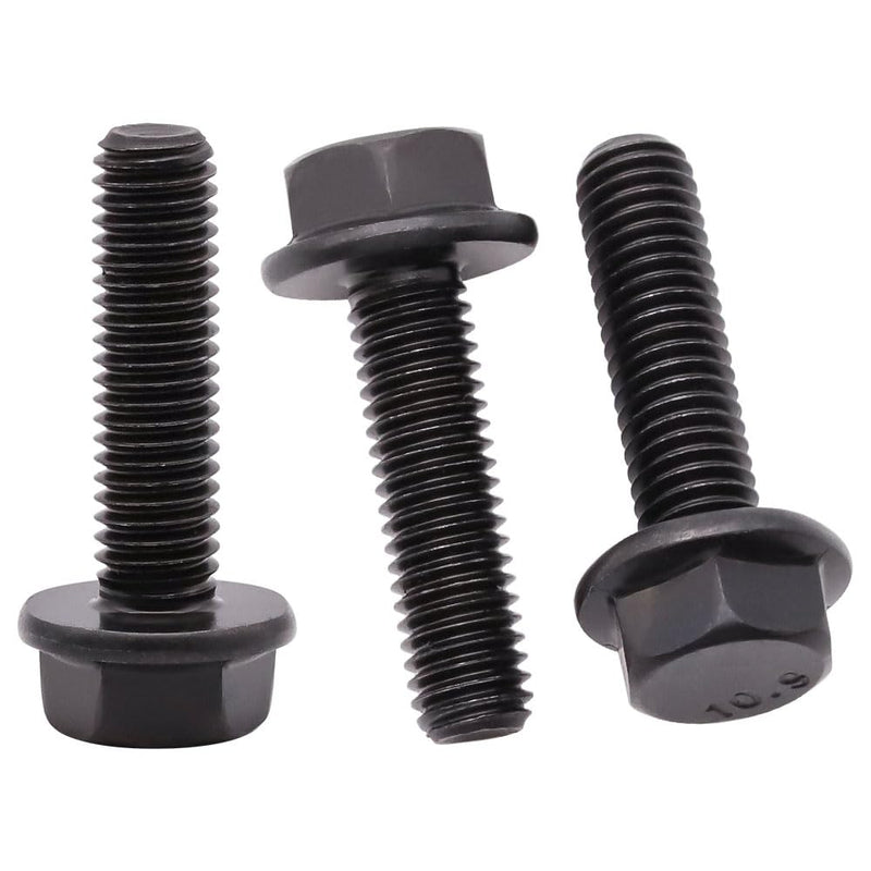 [Australia - AusPower] - M6-1.0 x 25mm (25 Pack) Flanged Hex Head Bolts, Hexagon Flange Screws Bolts, Black Oxide Finish, 10.9 Grade Alloy Steel, Motocycle Car Bolts Replacements, Full Thread M6-1.0 x 25mm 25 