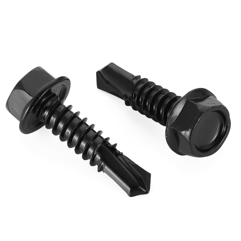 [Australia - AusPower] - #10 x 3/4" Hex Washer Head Self Tapping Drilling Screws Black Finish, 410 Stainless Steel, 50 PCS #10 x 3/4" 