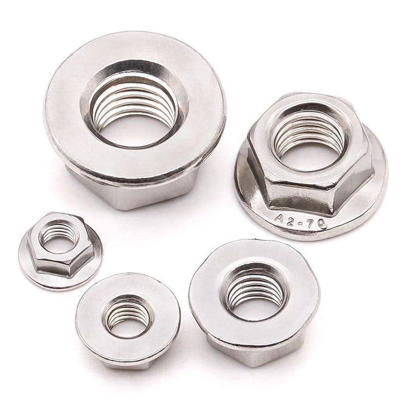 [Australia - AusPower] - (10 PCS) M12-1.75 Hexagon Flange Nuts with Non-Serrated Flange Washer Head, 304 Stainless Steel, Hex Drive, Full Thread 10 