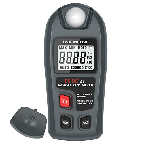 BSIDE digital light meter lux tester with LCD display for measuring indoor, garden, classroom, and plant lighting