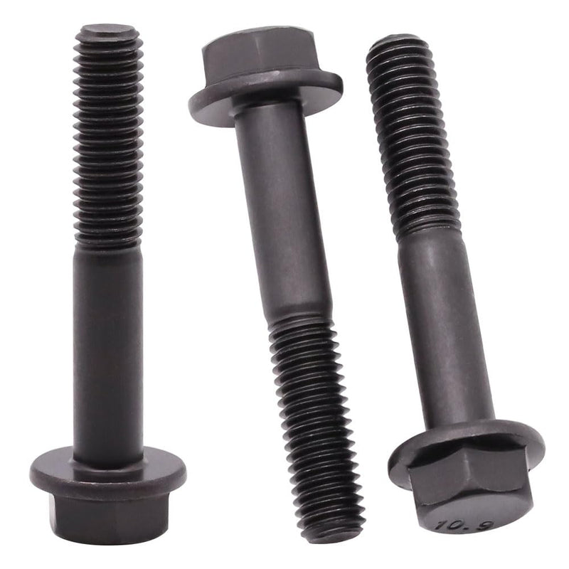 [Australia - AusPower] - M8-1.25 x 60mm (10 Pack) Flanged Hex Head Bolts, Hexagon Flange Screws, Black Oxide Finish, 10.9 Grade Alloy Steel, Motocycle Car Bolts Replacements, Partial Thread M8-1.25 x 60mm 