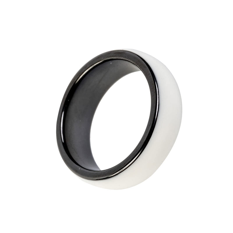 [Australia - AusPower] - RFID White Ceramics Smart Finger rewrite Ring T5577 Chip id Wear for Men or Women white blank ring 7# 