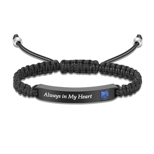 Urn Bracelet for Ashes Cremation Jewelry Braided Rope Adjustable Bangle Stainless Steel Memorial Bracelets Ash Holder Keepsake Jewelry-Always in My Heart E-Crsytal Blue