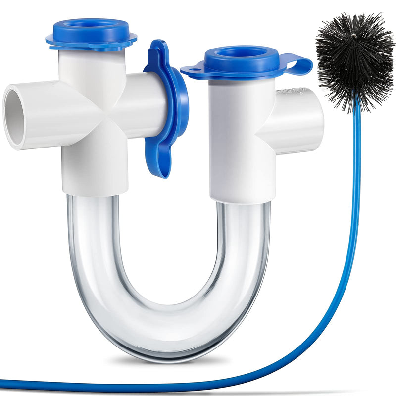 3/4 Inch Standard Condensate Trap with Cleaning Brush, PVC U Trap for HVAC Systems, Air Conditioner, Effectively Drains Condensate(1 Pack) 1