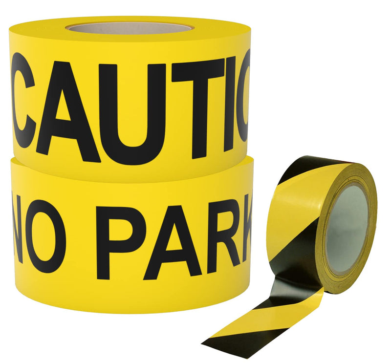 Premium Yellow Caution & No Parking Tape 3 inch X 1000 feet & Warning Safety Stripe Tape • 2 Inch x 108 Feet
