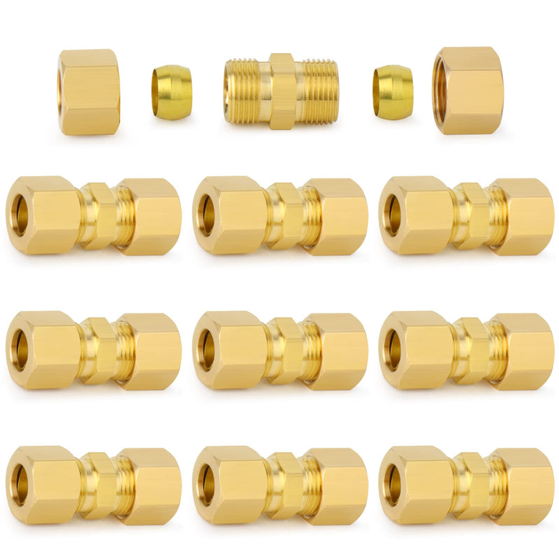 [Australia - AusPower] - Brass Compression Tube Fitting, 3/16" OD x 3/16" OD Compression Union Connector(10-PACK) OD x OD 