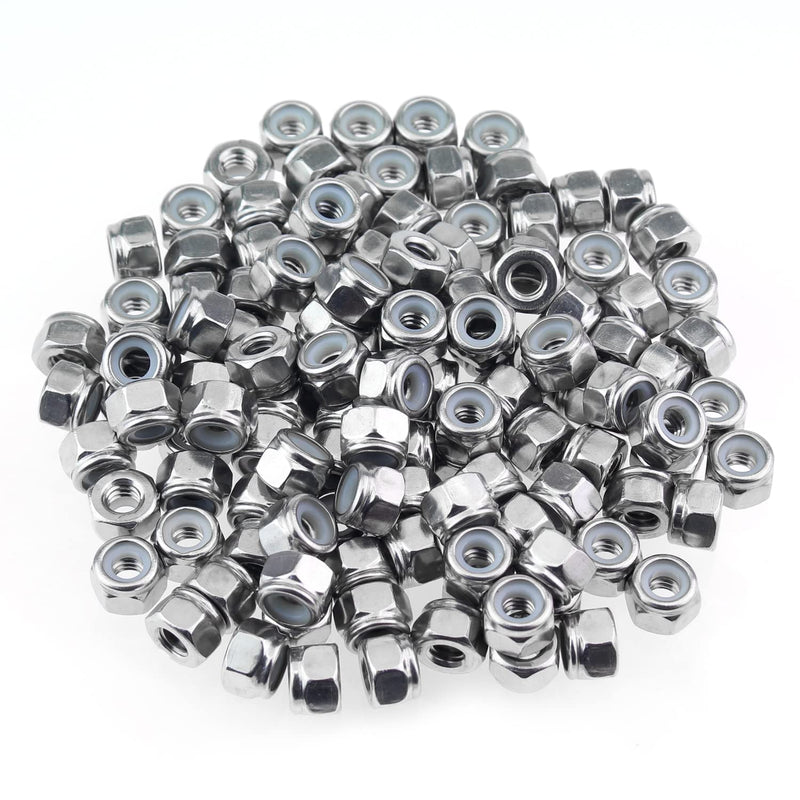 [Australia - AusPower] - 100 Pieces 1/4"-20 Nylon Insert Hex Lock Nuts, 304 Stainless Steel (18-8) Locknuts, Bright Finish, Coarse Thread 1/4"-20 (100 pcs) 