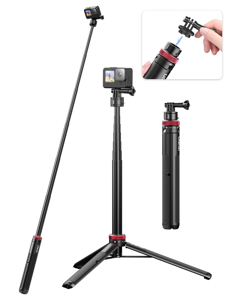 [Australia - AusPower] - 57in Selfie Stick Tripod - ULANZI Go Quick II Extendable Tripod Stand Magnetic Suction Quick Release Vlog Accessories Handle for GoPro Hero 11 10 9 8 7 6 5/Max/DJI OSMO Action Cam Selfie Tripod 