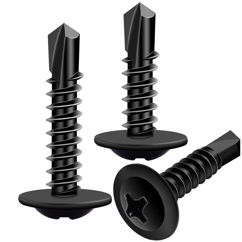 [Australia - AusPower] - weideer 100pcs #8 Self Drilling Screws Self Tapping Tek Screws Assortment Kit Black Oxide Truss Head Sheet Metal Screws 410 Stainless Steel (1/2" 50pcs+3/4" 50pcs) K-055-100P 1/2" 3/4" 