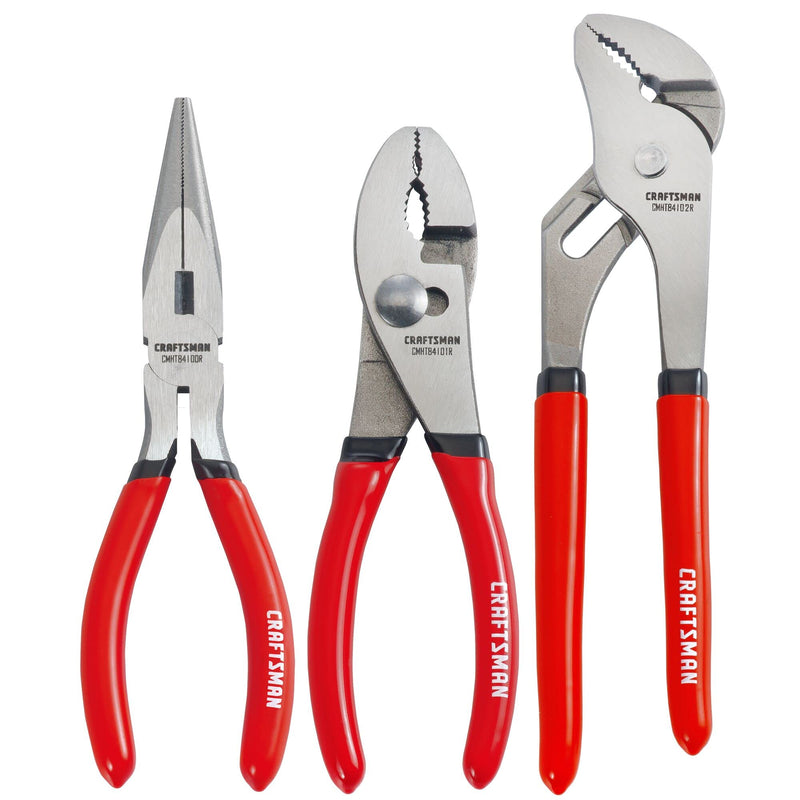 [Australia - AusPower] - CRAFTSMAN Pliers Set, 3 Piece Set, 6 Inch Long Nose, 6 Inch Slip Joint, 8 Inch Groove Joint (CMHT84103R) 