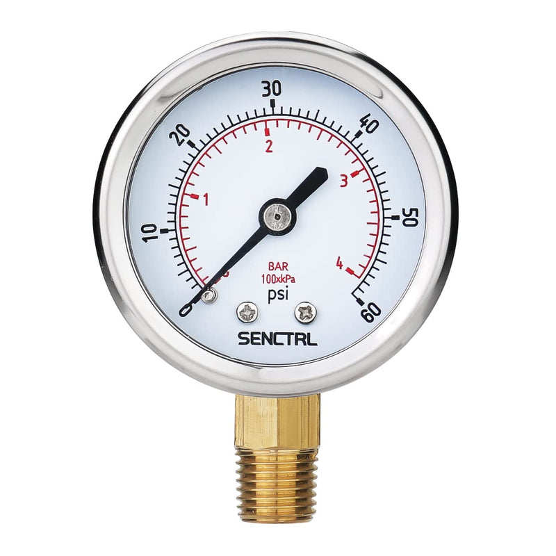 [Australia - AusPower] - 0-60 Psi Pressure Gauge, 2" Dial, 1/4 Npt Lower Mount, Waterproof, Stainless Steel Case, for Swimming Pool Filter Pump Spa Water Air MTB Tire Pressure Test 0-60Psi 