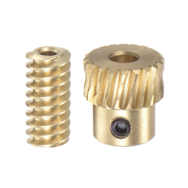 [Australia - AusPower] - Worm Gear Set Brass 0.5 Modulus 20T 20:1 Reduction Rate 3mm Hole Diameter Right Rotate Drive Gear Box Wheel Shaft Kits 