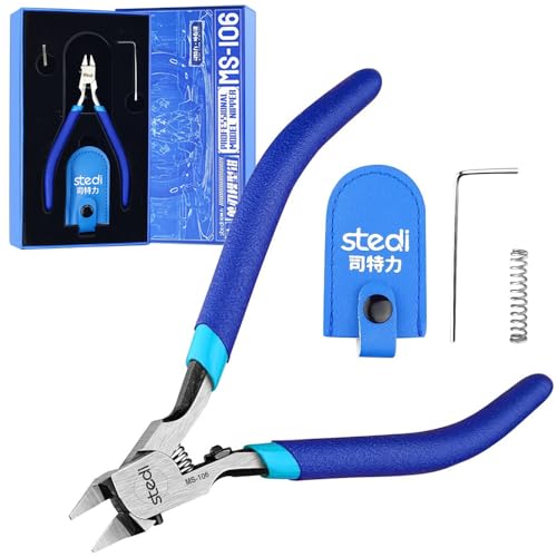 stedi 5-In Model Nippers, with Ultra-thin Single-edge and Blade Case Single-edged (Blue_for Professionals)