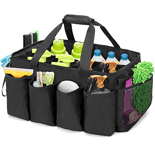 HODRANT Extra-Large Cleaning Caddy with Handles & Multi Pockets Black