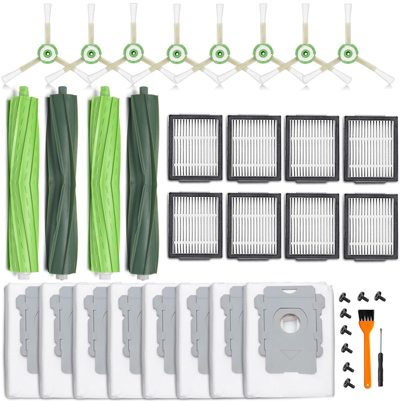 [Australia - AusPower] - 26 Replacement Parts for iRobot Roomba i7 i7+ i3 i3+ i4 i4+ i5 i5+ i6 i6+ i8 i8+ E5 E6 E7 Robot Vacuum Accessories, 2 Rubber Roller 8 Filters 8 Side Brushes 8 Vacuum Bags（NOT Fit the Combo J7+） 26Pcs Roomba I7 Parts 