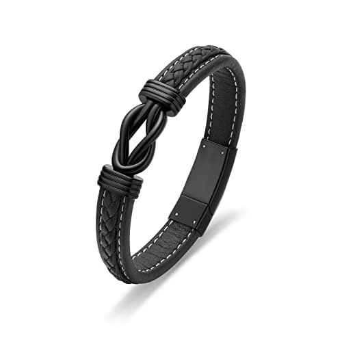 shajwo Infinity Cremation Bracelet for Ashes for Men Black-20cm