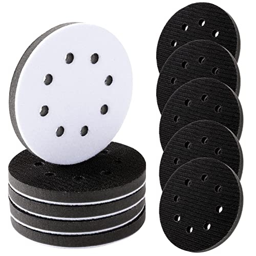 Ysglory 5-inch 8-hole foam sanding pads, 10-pack backing discs for orbital sanders