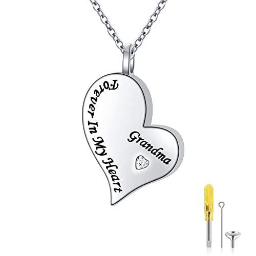 Ladytree 925 Sterling Silver Cremation Urn Necklace for Ashes Grandma