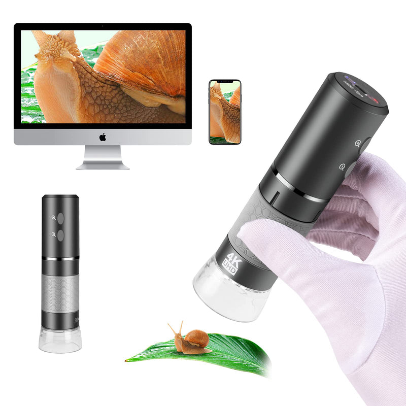 [Australia - AusPower] - 4K WiFi Digital Microscope Camera for iPhone Android Phone and Windows Mac PC, 3840x2160P Portable Wireless Handheld Microscope for Adults and Kids WiFi Microscope 