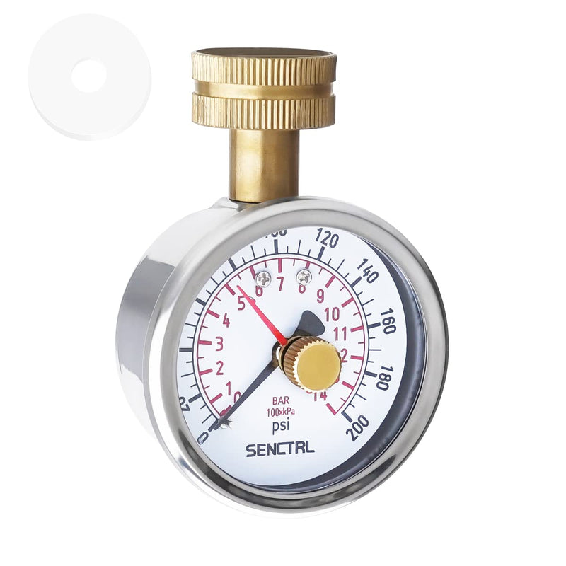 [Australia - AusPower] - 0-200 Psi Water Pressure Gauge Test with Lazy Hand, Lead-Free, Waterproof, 2.5" Dial Size, 3/4" Female Garden Hose Thread, Stainless Steel Case, for Home Potable Water, House Tube Lead Free with Lazy Hand 