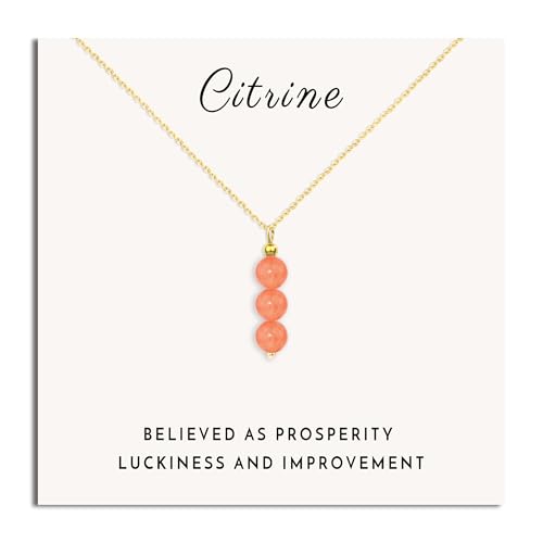 SmileBelle Citrine Crystal Necklace, Orange Necklace for Women Orange Citrine