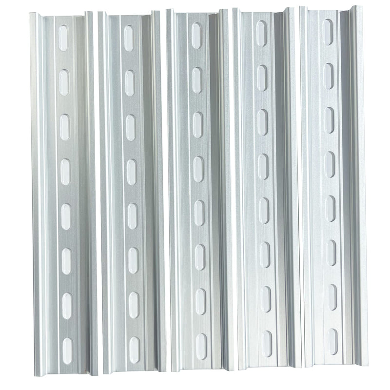 [Australia - AusPower] - International Connector T&G 5 Pieces DIN Rail Slotted Aluminum RoHS 35mm Wide 7.5mm High (8") 8" 