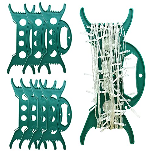 8PCS Christmas Lights Storage Holder Green Holiday Light Organizer All Purpose Lights Cord Wind Up Christmas Light Winder String Lights Storage for Tree Lights Garland Beads Extension Cord Green-8pcs