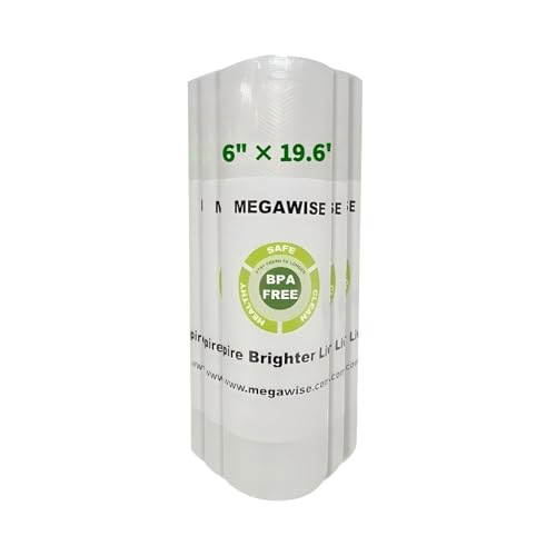 MEGAWISE Vacuum Sealer Bags, 5 Rolls, 6 in x 19.6 ft, BPA-Free Food Storage 5Roll