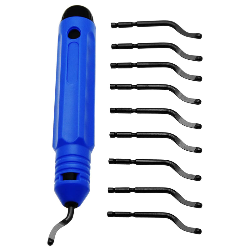 [Australia - AusPower] - Deburring Tool Set with 10pcs Sharp Deburring Blades, Harder Than AMD015, Blur Remover Hand Tool for Stainless Steel Copper Aluminum Silver Plastic PVC Tin and Trucking AMD016 Harder AMD016 