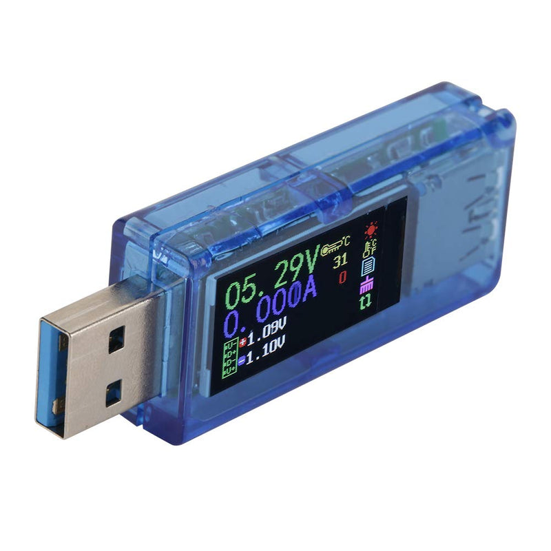 [Australia - AusPower] - AT34 USB 3.0 Tester Meter with LCD Display, Voltmeter Ammeter Multimeter Charger - Compact Digital USB Monitor Tool for Measuring Voltage Current Power 