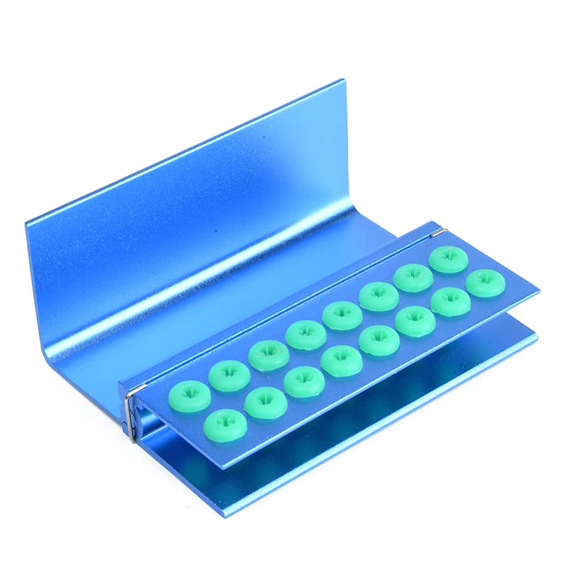 [Australia - AusPower] - 2Pcs 16 Holes Dental Burs Holder Autoclavable Block with Silicon Cover Placing FG RA Burs Blue 