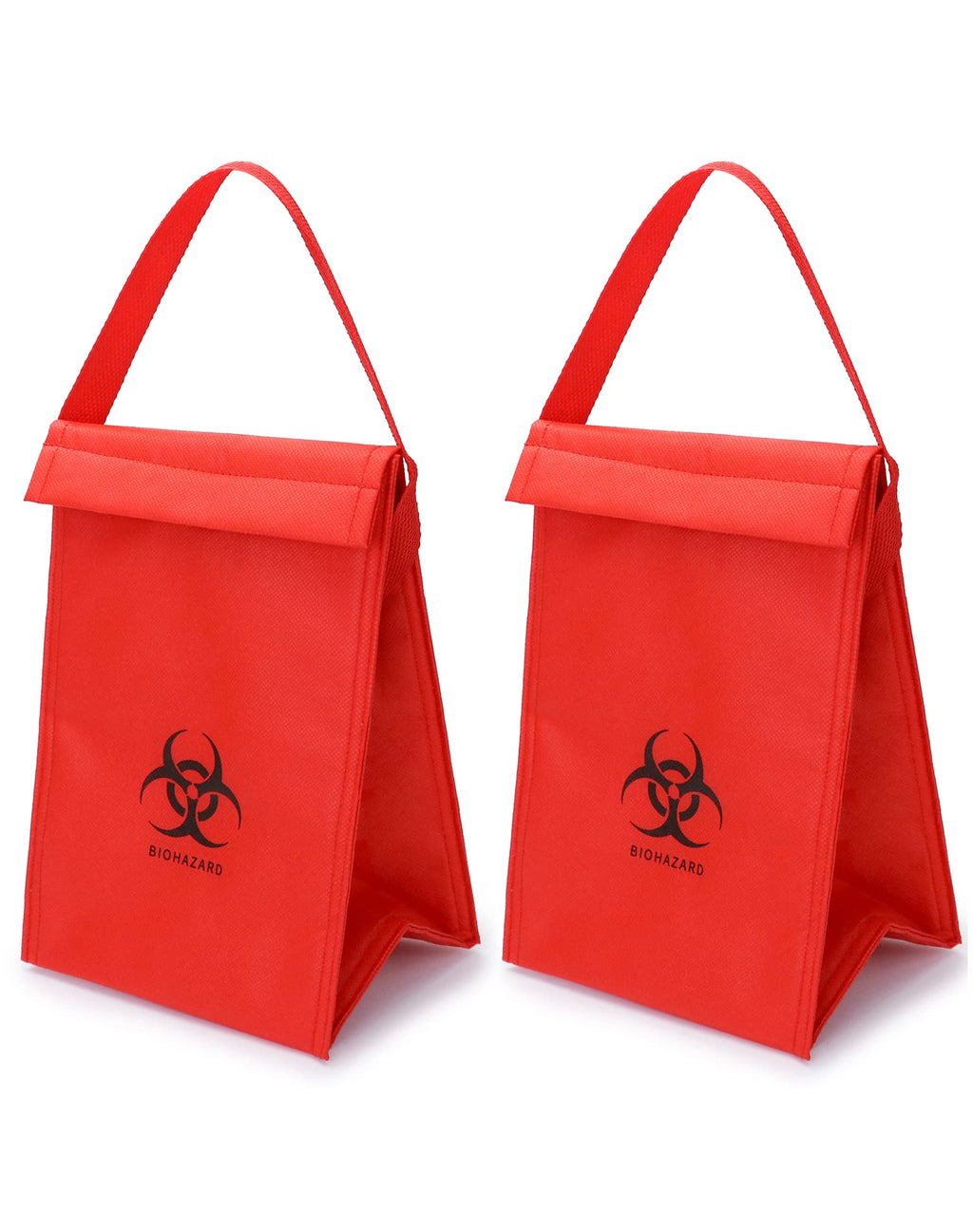 QWORK Medical Insulated Biohazard Cooler Bag, 2 Pack Medical Specimen Transport Bag, Bio Transport Bag, 6.75" x 10" x 5.75", Red